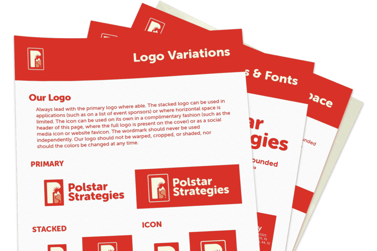 A photo of brand guidelines for a local company.